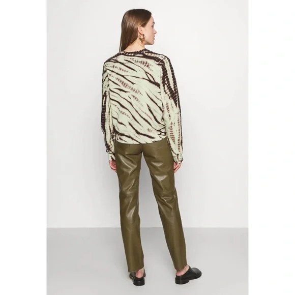 PROENZA SCHOULER • Mint/Brown White Label Modified Raglan Tie Dye Sweatshirt, XS - Picture 4 of 16